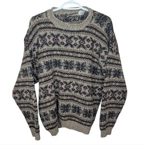 Vintage Multicolor Patterned Crewneck Sweater